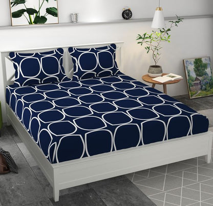 Premium MICROFIBER ELASTIC FITTED DOUBLE BEDSHEET WITH TWO PILLOW COVERS (70X76X6 Inches)